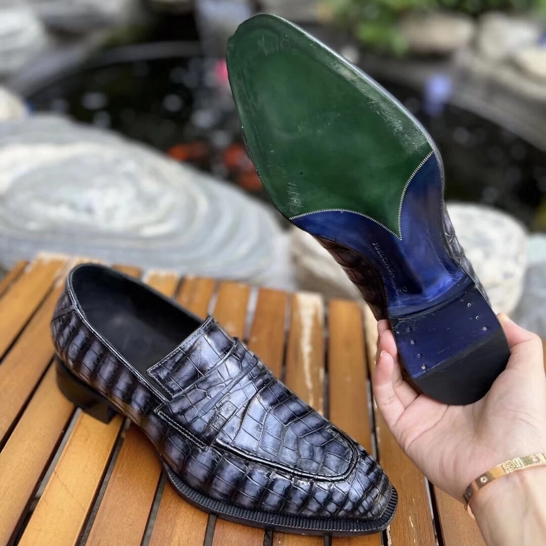 琴底肚皮手工擦色，正装男鞋