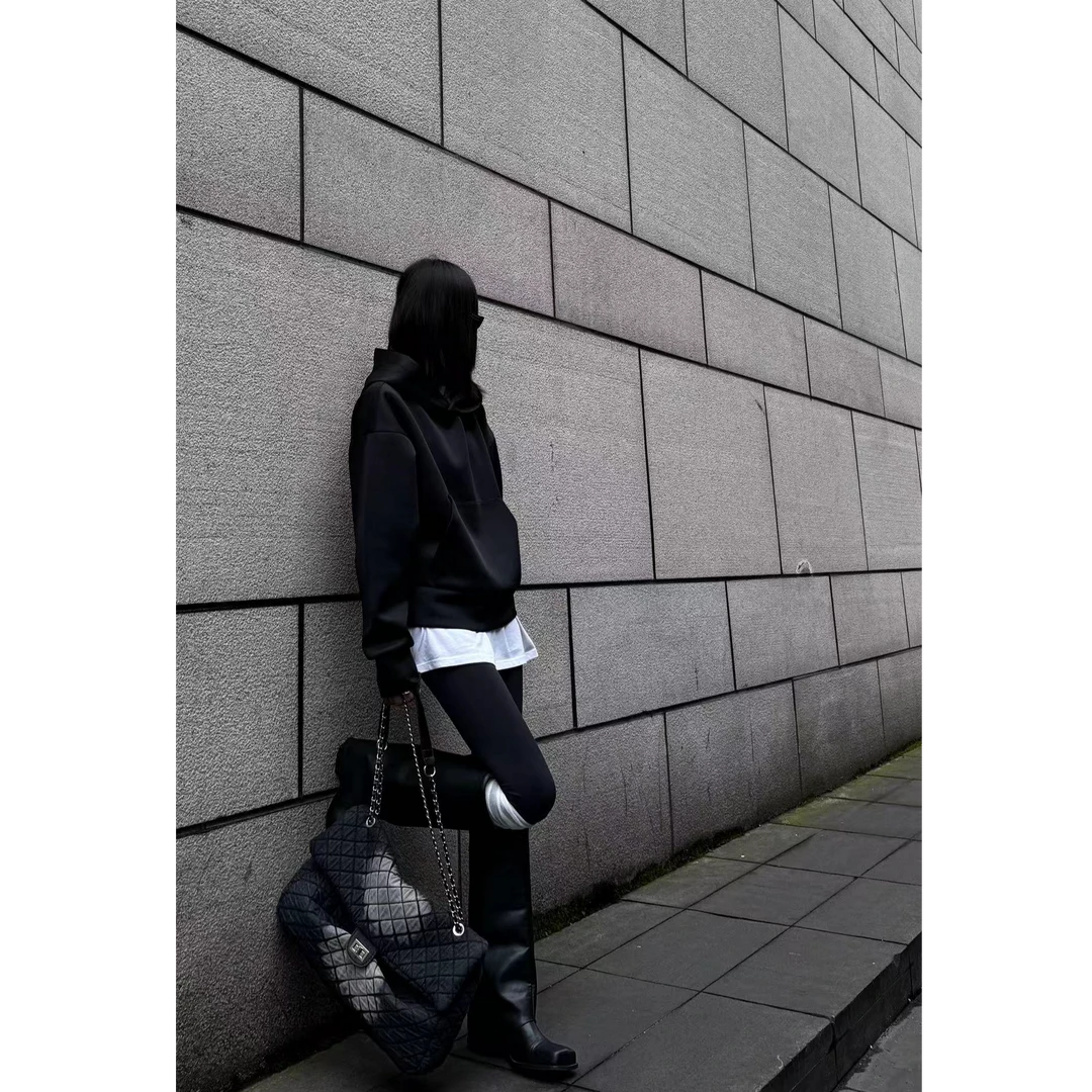 AMASS/阿玛施【高光卫衣】新款太空棉高街时髦率性套头黑色帽兜