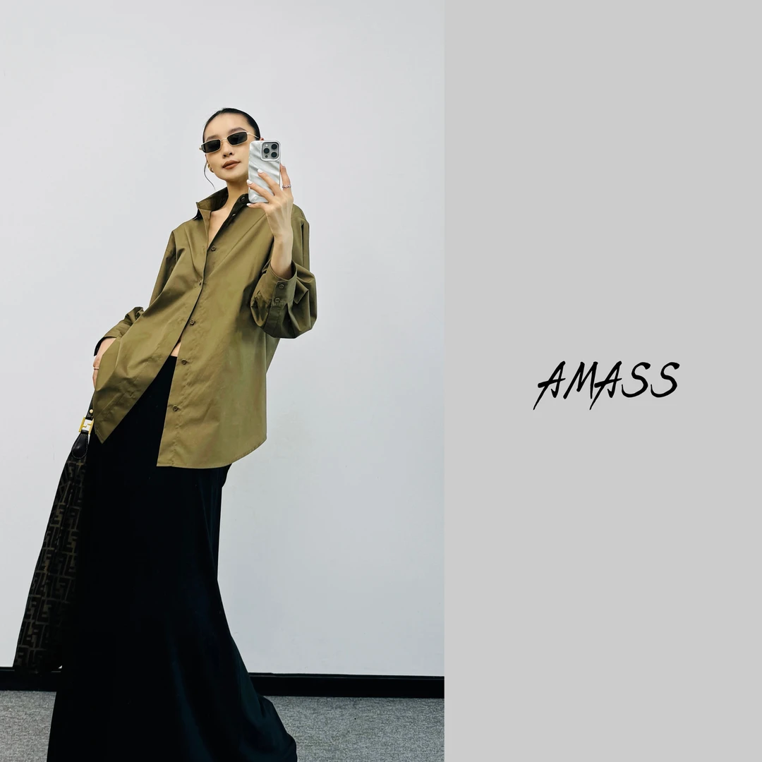 AMASS/阿玛施【夏日限定】春夏新款美式休闲百搭韩版长袖衬衫