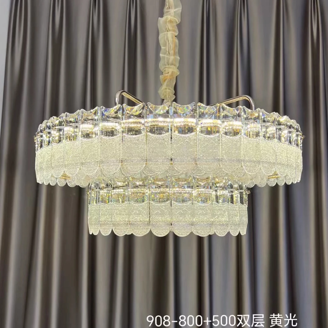 圆形设计师款水晶吊灯轻奢后现代大厅灯简约港式客厅奢华餐厅灯饰