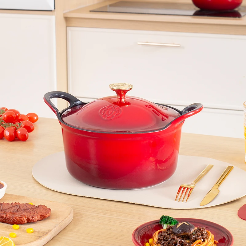 YANZAO/焱造铸铁珐琅锅24国风锦鲤炖锅