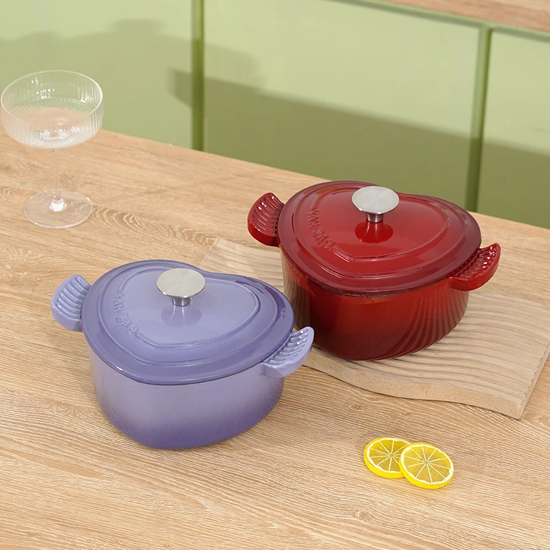 YANZAO/焱造铸铁珐琅锅18爱心锅