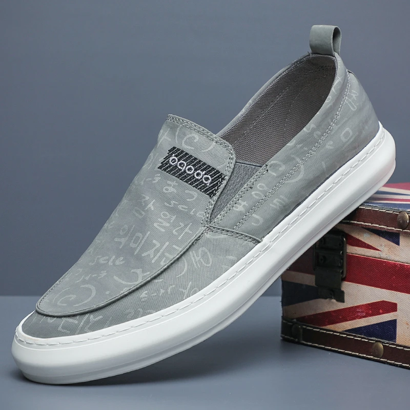 2024年春夏新款男士休闲低帮一脚蹬懒人百搭厚底增高老北京帆布鞋