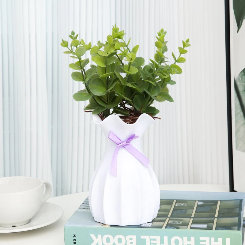 塑料花瓶防摔干花插花客厅北欧花瓶ins风简约高颜值摔不烂小摆件