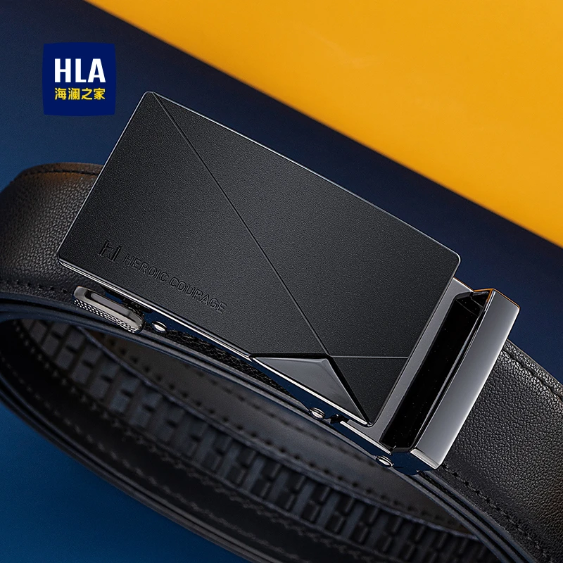 海澜之家男士皮带自动扣款真牛皮腰带窄款时尚休闲七夕送男友礼物