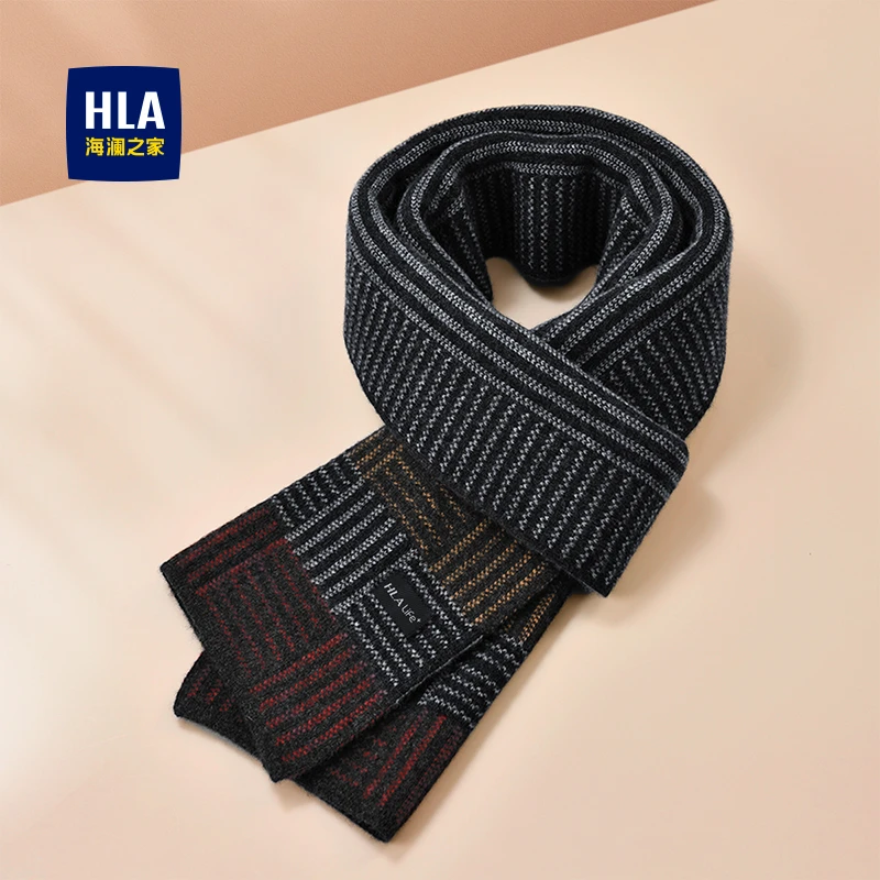 海澜之家围巾加厚绵羊毛MG001时尚商务保暖休闲生日送男礼物A