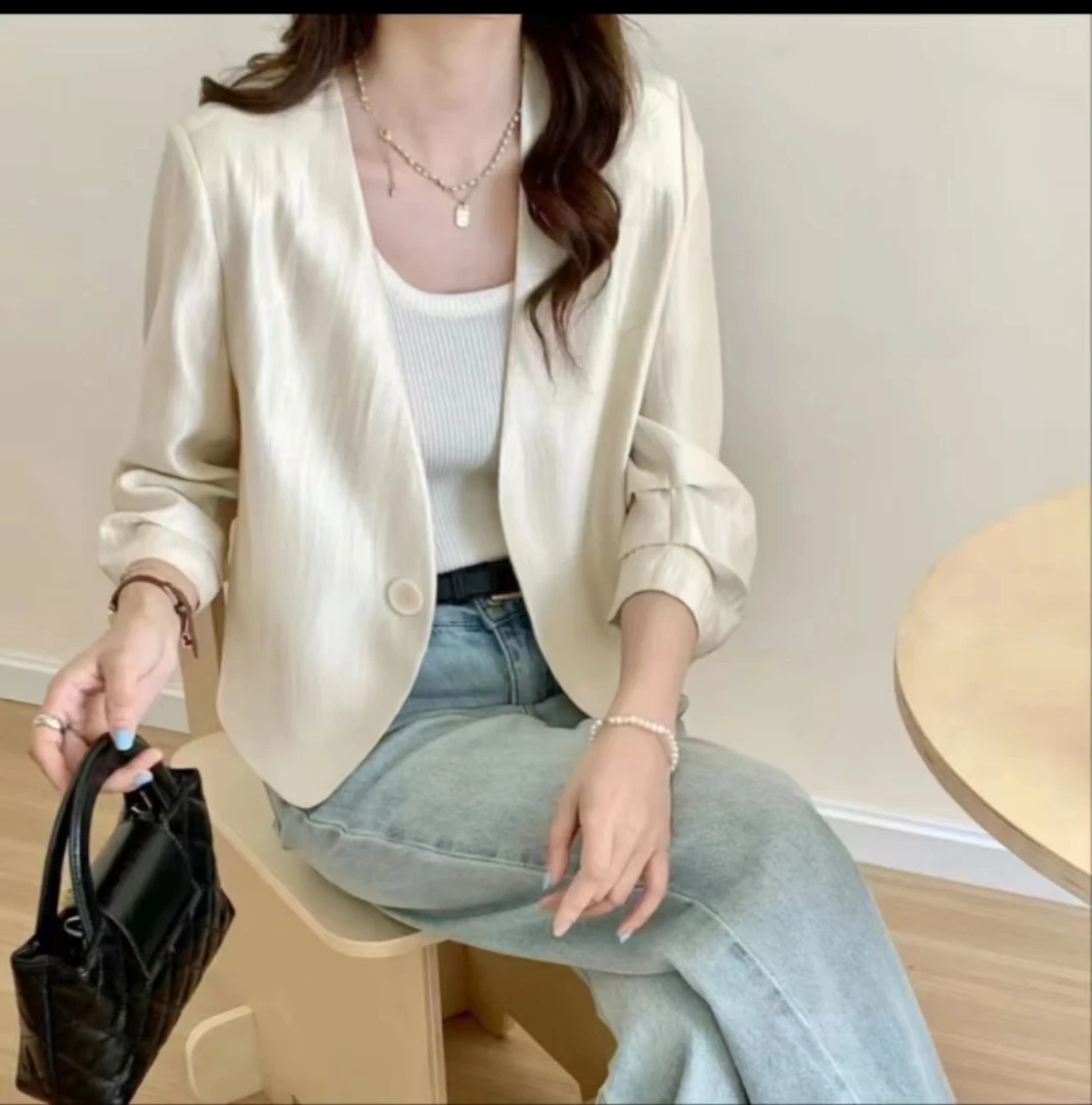 63025A新款防晒小外套七分袖短款外套防晒外搭上衣女外套气质