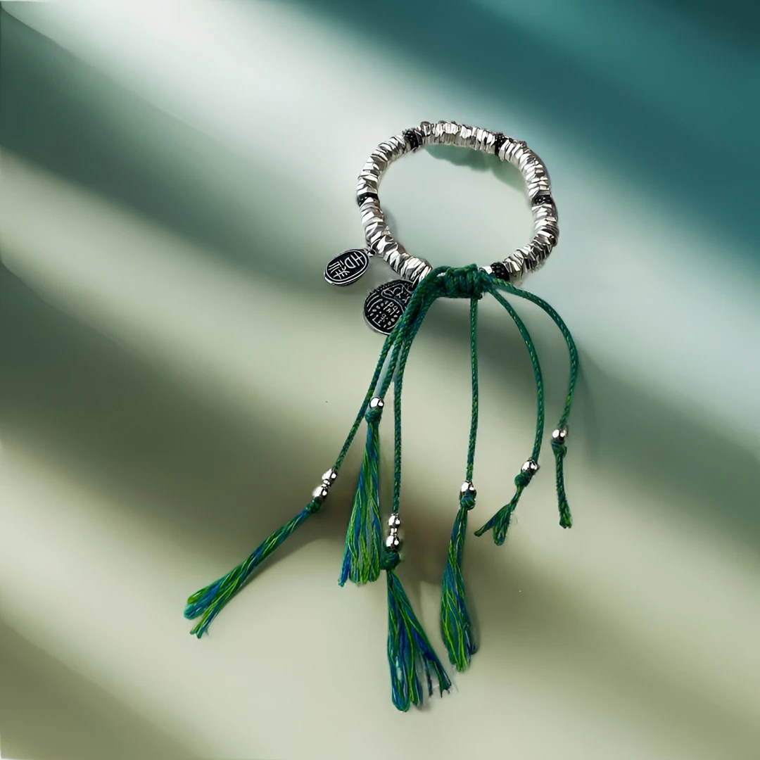 足银手链 足银手链水贝甄选古风绿盘缠足银999.9减龄穿搭时尚百搭