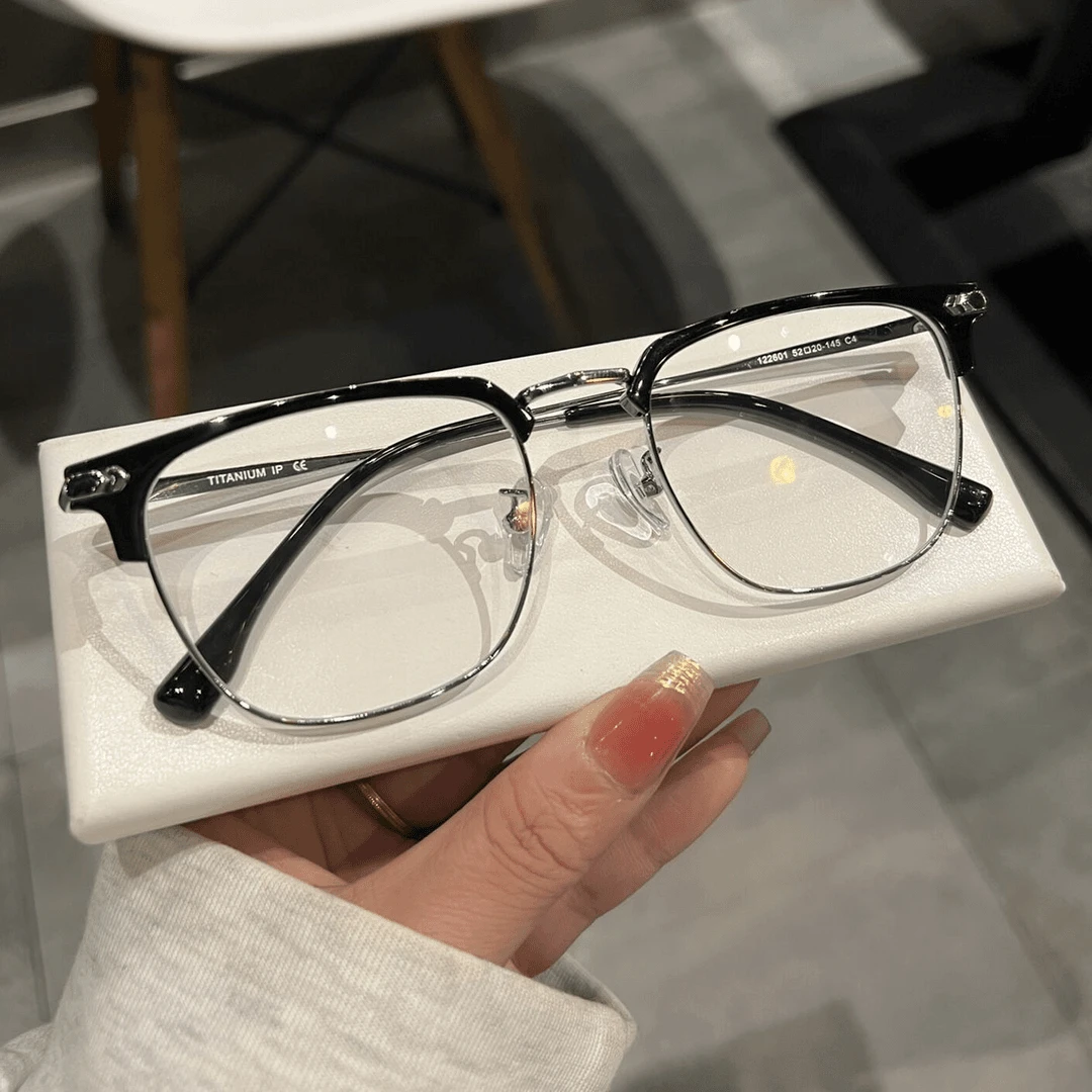 半框眼镜男款潮近视斯文败类理工男痞帅眼镜框眼睛潮牌防蓝光平光