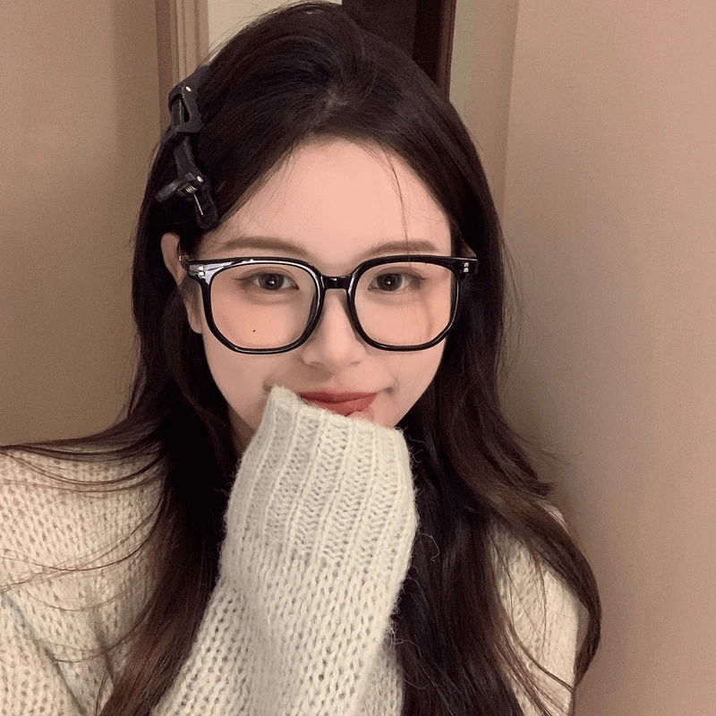黑框眼镜女素颜神器超轻近视可配度数大框方圆脸木纹tr90眼镜框