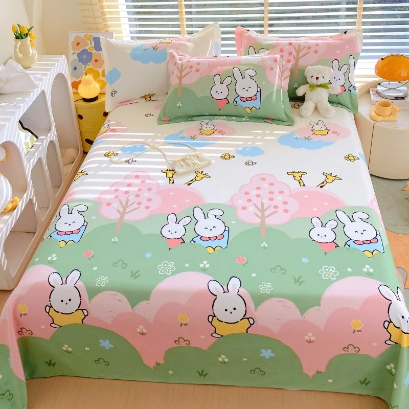 新款印花可爱防滑斜纹加厚床单单件卡通单人学生宿舍加密被单双人