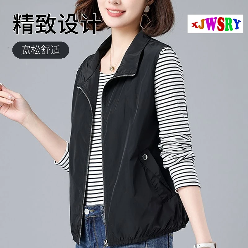 XJWSRY/轩骏中老年女春秋马甲韩版外套大码短款休闲坎肩背心宽松