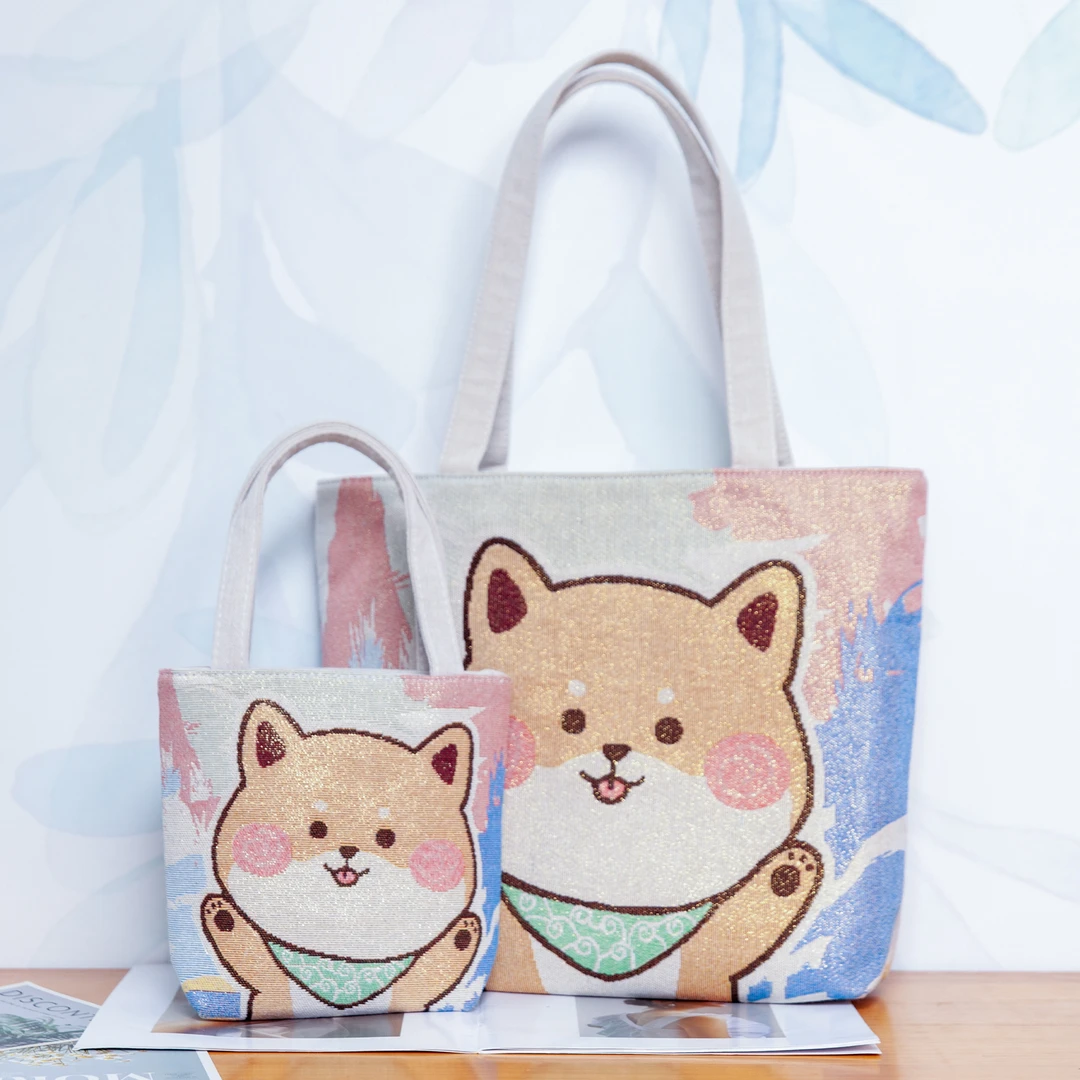 耐磨通勤女士卡通新款学生帆布提花刺绣设计单肩包手提包百搭款1