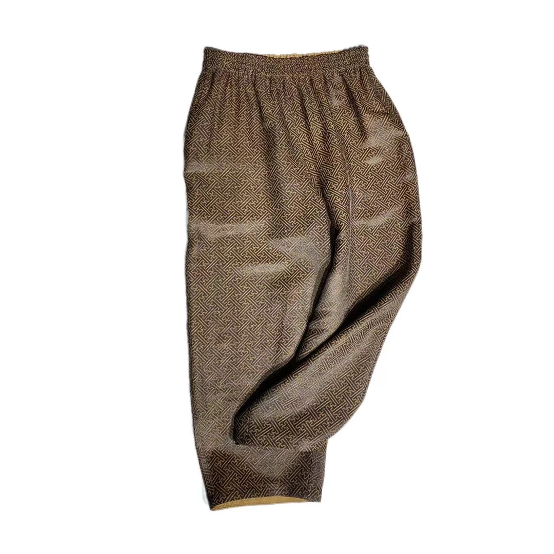 【锦萝】秋冬款香云纱55姆米万字纹百搭双面双穿高级大气萝卜裤