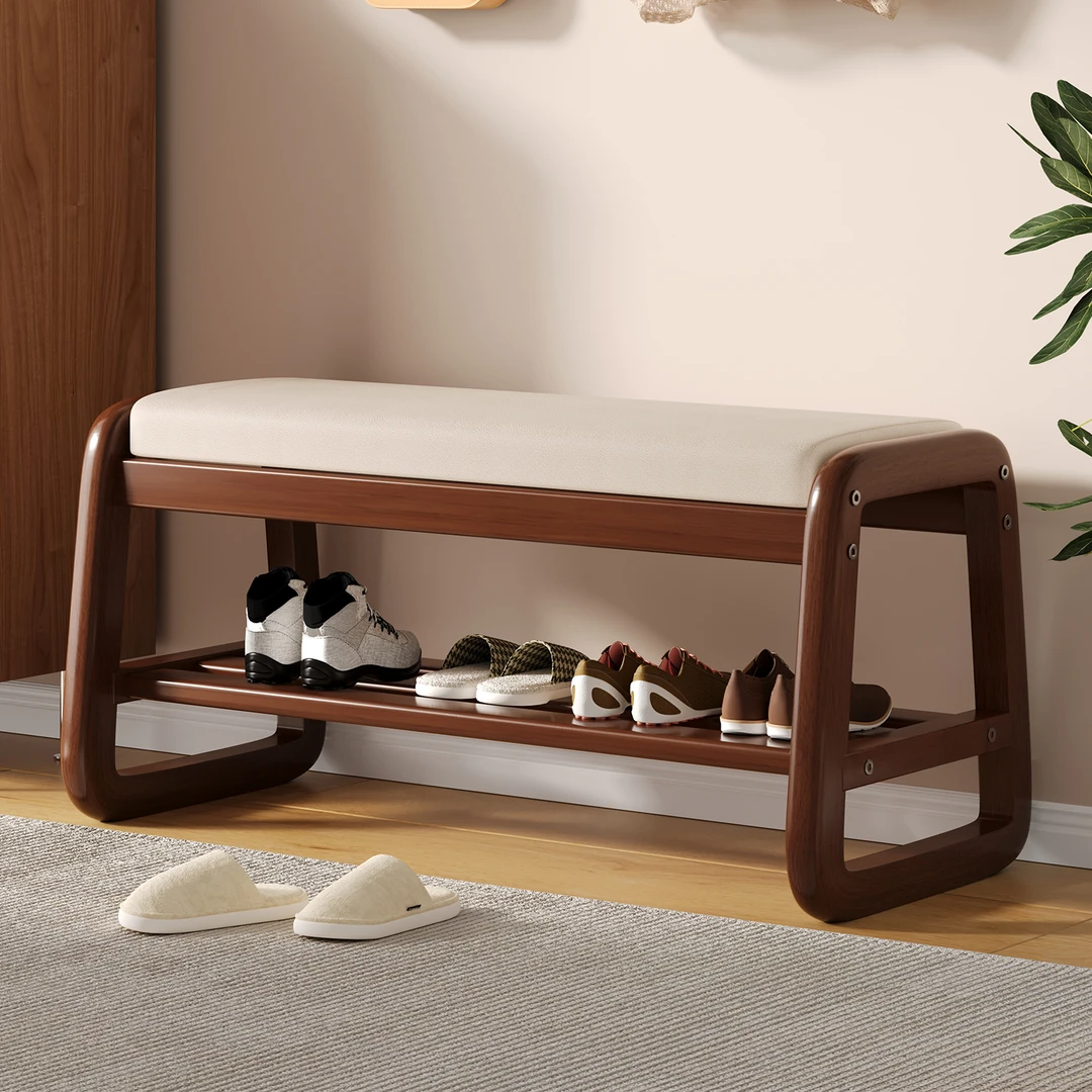 实木换鞋凳家用入户穿鞋凳软包凳子鞋柜玄关矮凳鞋架进门口长板凳