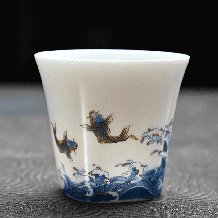 泡茶杯茶杯白瓷喝茶杯功夫单个茶杯品茗杯家用主人杯个人专用茶杯