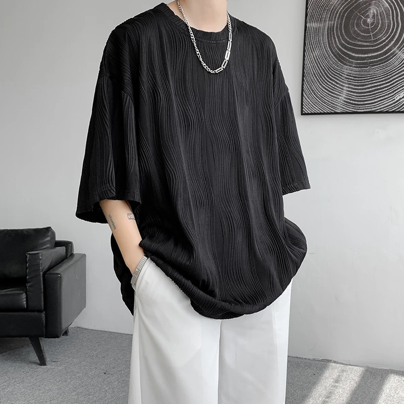 冰丝垂感透气短袖男士夏季宽松短袖t恤特大码300斤加肥加大半袖