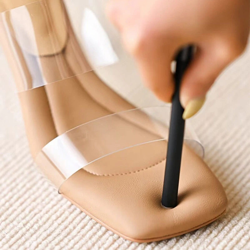 踩屎感2025夏季新款潮跟外穿粗跟凉拖鞋透明水晶凉鞋带钻高跟鞋