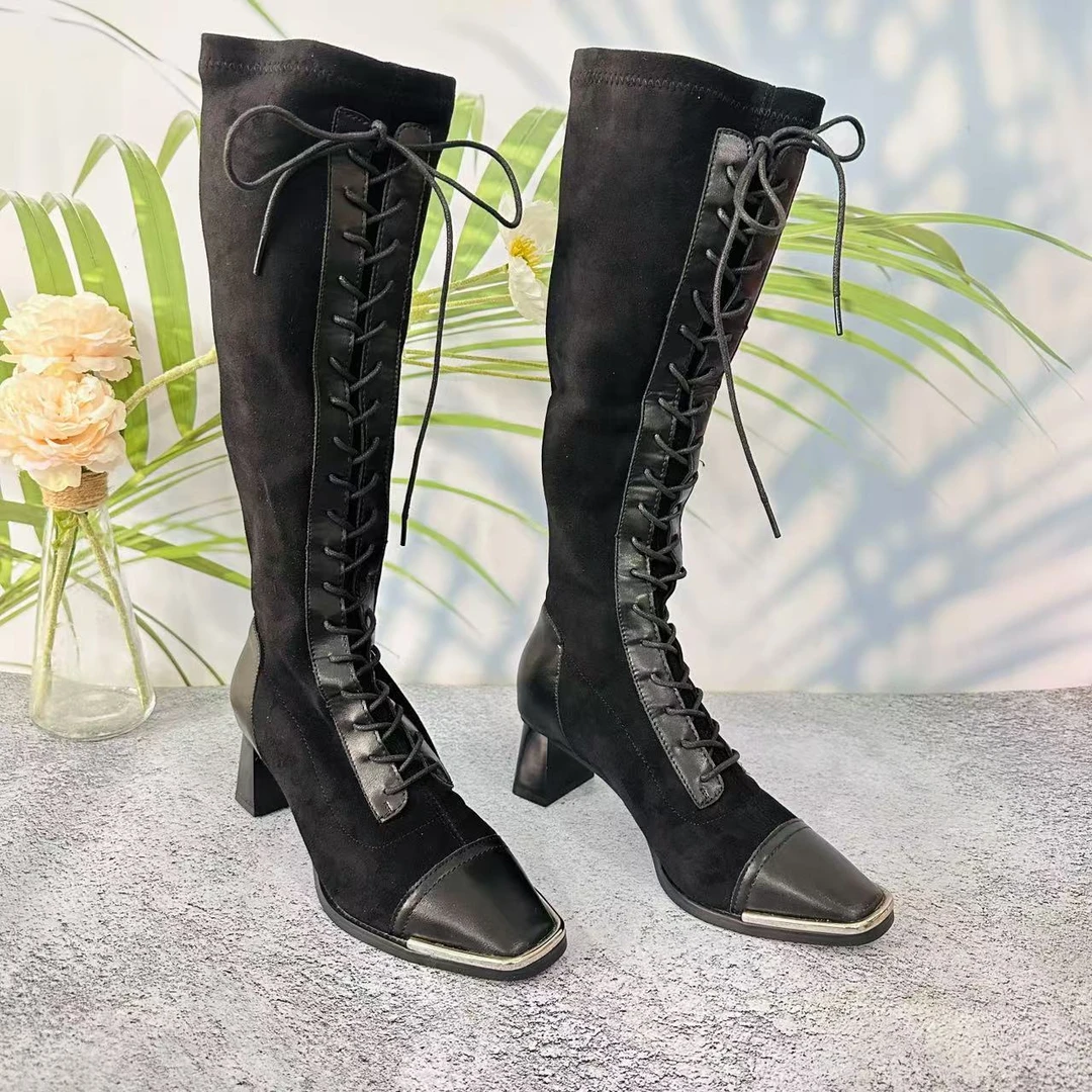 小强家女鞋 芽儿家百搭舒适女单长靴（Y12-2-1）（W31DYV2302701)