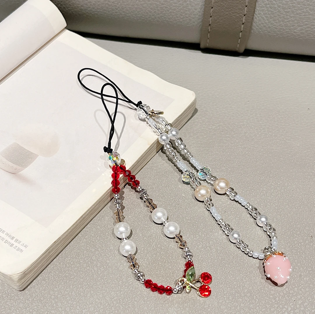 ins樱桃手机挂链手工创意DIY短款mini链时尚防丢手机壳通用