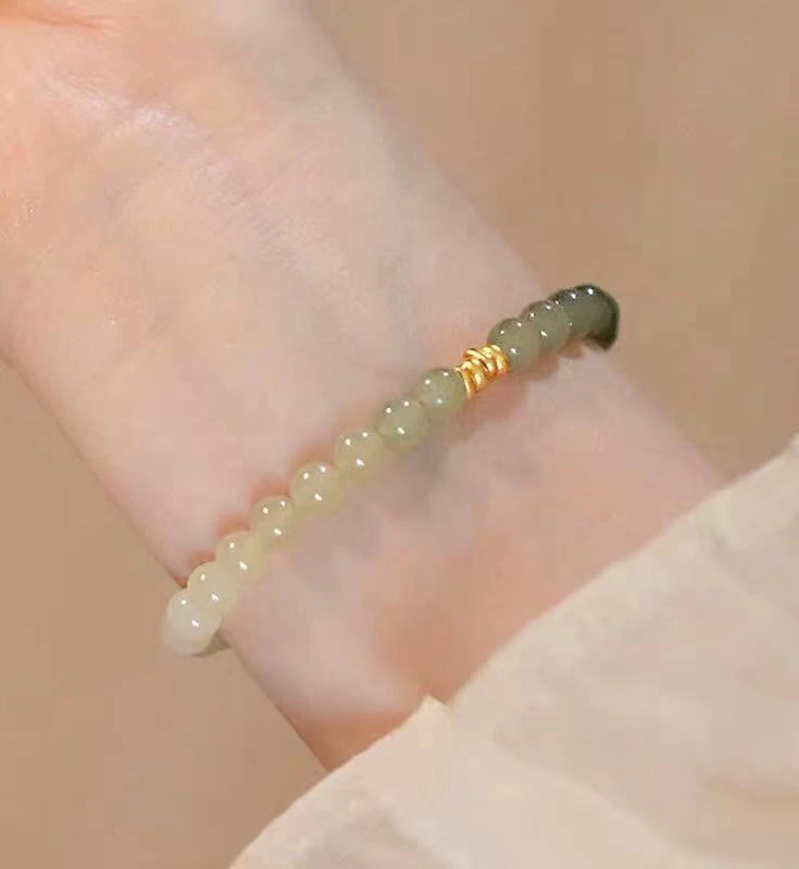 勤瑶单圈和田玉渐变“碎银几两”6mm  9630轻奢时尚百搭女士国风