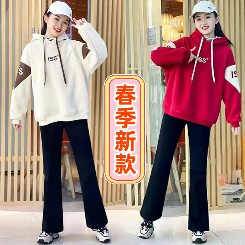 女童春装套装2024新款洋气爆款显瘦儿童中大童女孩卫衣裤两件套