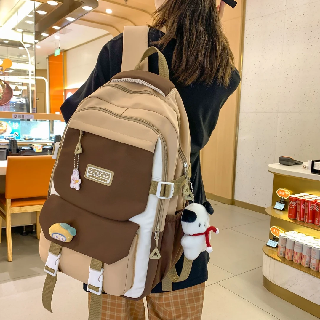初中生女孩书包ins学院百搭高中生双肩包森系大容量初中生背包女
