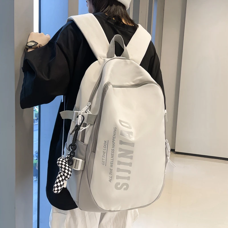 初高中生书包女大容量双肩背包简约大学生双肩包女ins风潮酷百搭