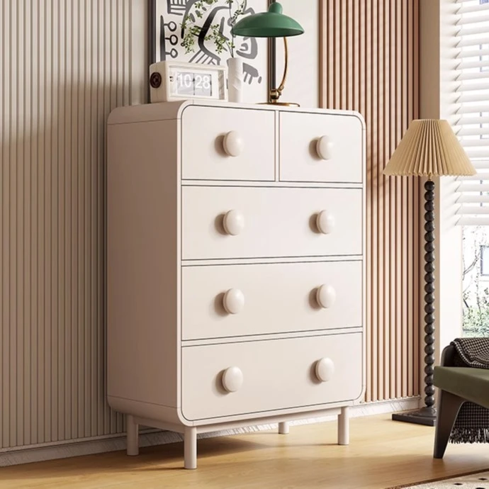奶油风美式五六斗柜卧室简约现代实木抽屉柜多功能储物装饰柜客厅