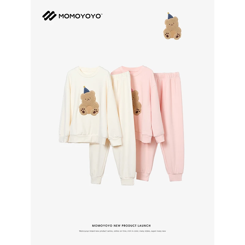 辰辰妈【小熊派对】亲子小熊贴布绣居家套装 7286D