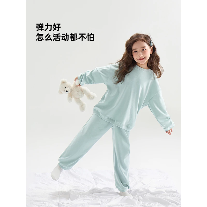 辰辰妈【宅家日记】L女童睡衣套装儿童睡衣亲子装秋冬舒适套装6446D