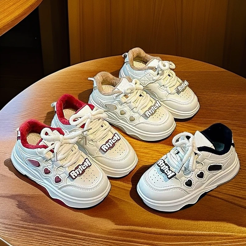 女童棉鞋2024冬季新款软底儿童运动鞋加绒板鞋男童小白鞋学生鞋潮