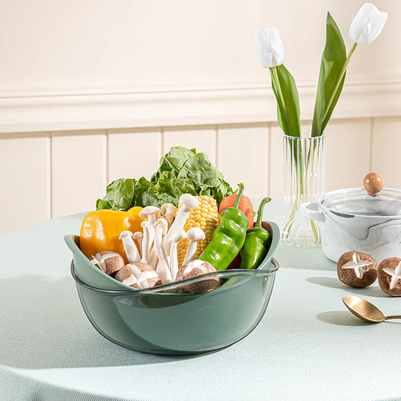 【懒洁】食品级PET材质双层沥水篮厨房洗菜盆滤水篮