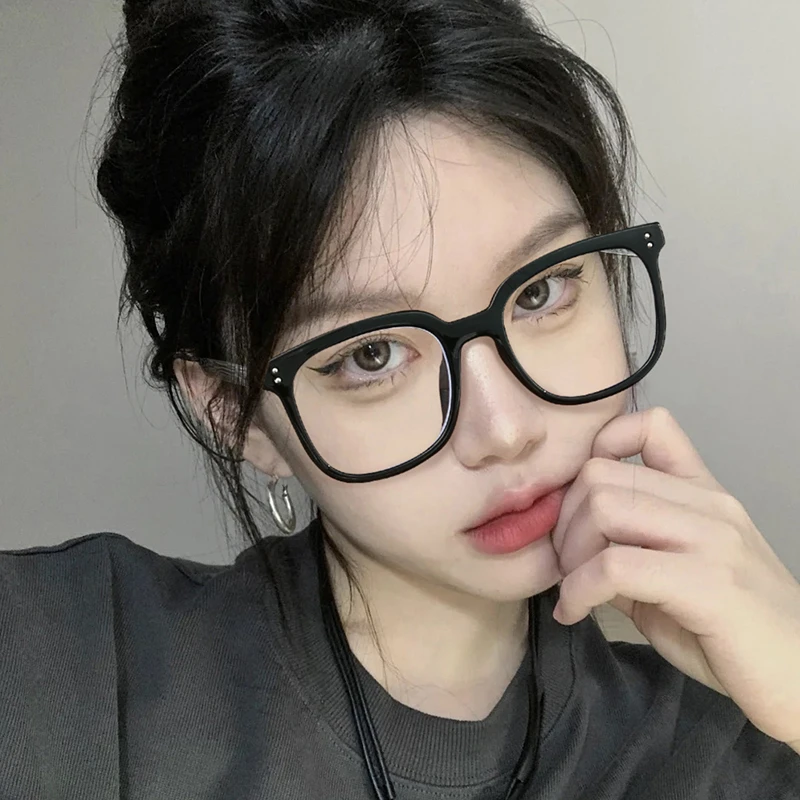 Schmonti/施蒙蒂大框防蓝光圆脸素颜平光镜可配近视黑框眼镜女