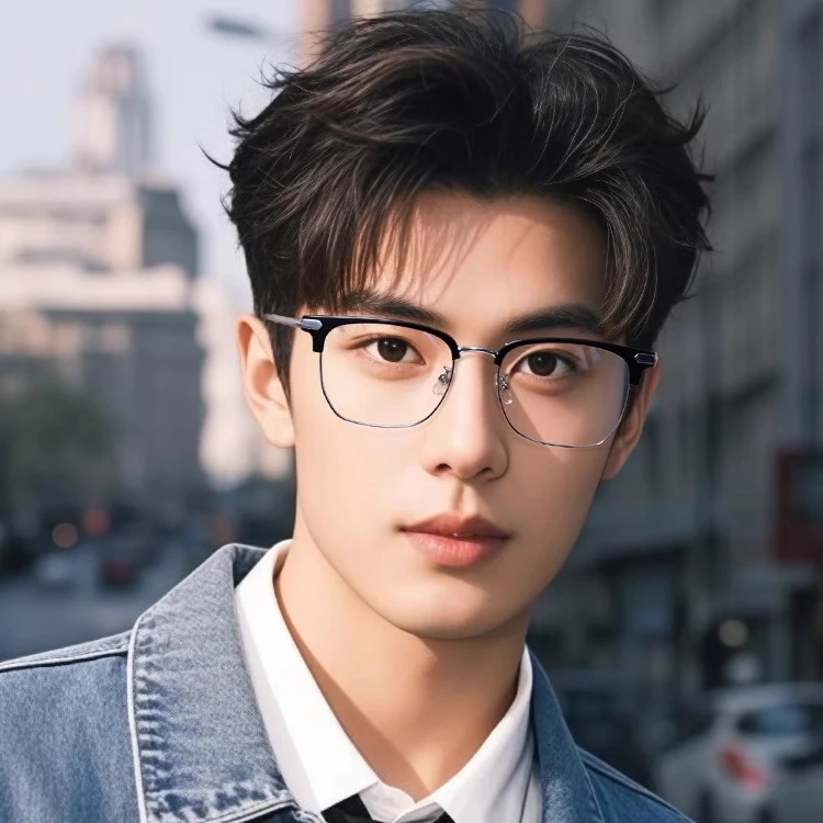 斯文痞帅半框眼镜男款近视可配度数商务眉线纯钛眼睛框镜架防蓝光