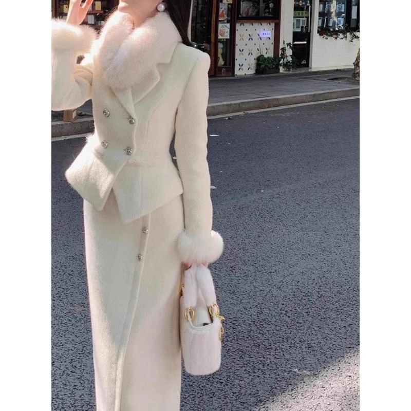 深冬装搭配一整套高级感小洋装名媛高端气质小香风外套半身裙套装