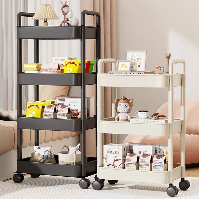 梵俪琳书架落地移动小推车置物架家用书包桌下收纳多层零食架办公