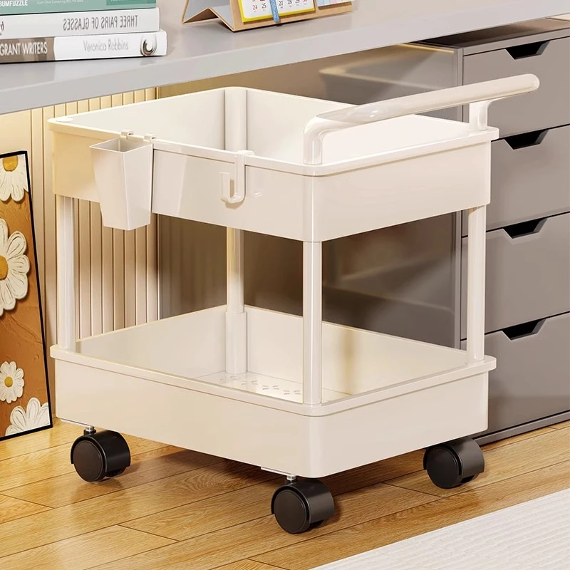 小推车置物架办公桌下书架儿童卧室移动零食架家用多层书包收纳架
