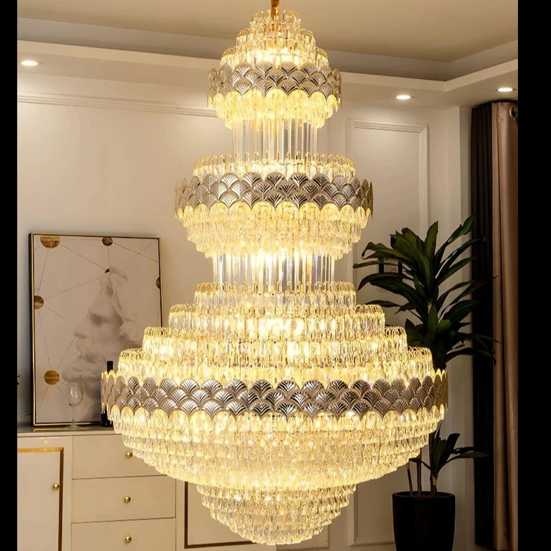 2024新款 复式楼别墅客厅大吊灯挑高跃层轻奢水晶吊灯