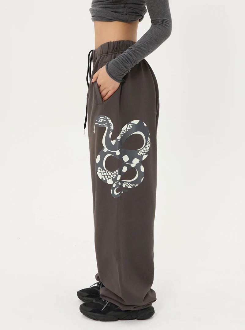 SUANS原创自制双蛇炭灰色街舞宽松休闲爵士嘻哈炭灰色运动裤卫裤
