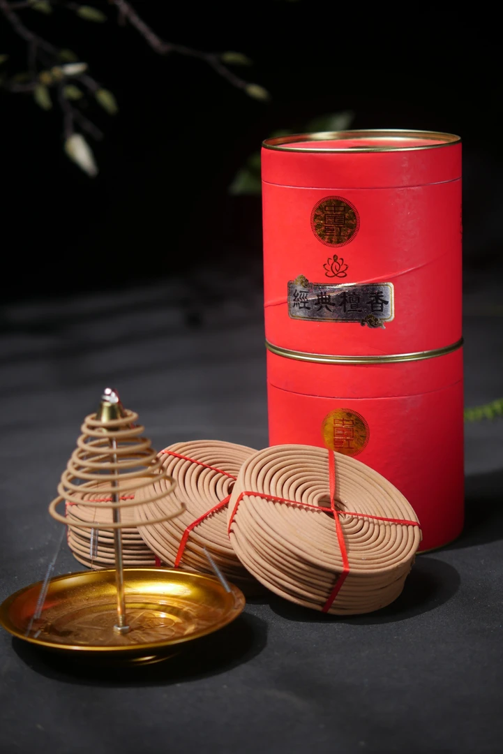 小冈香栈中国红圆筒12时塔香30片 家用香