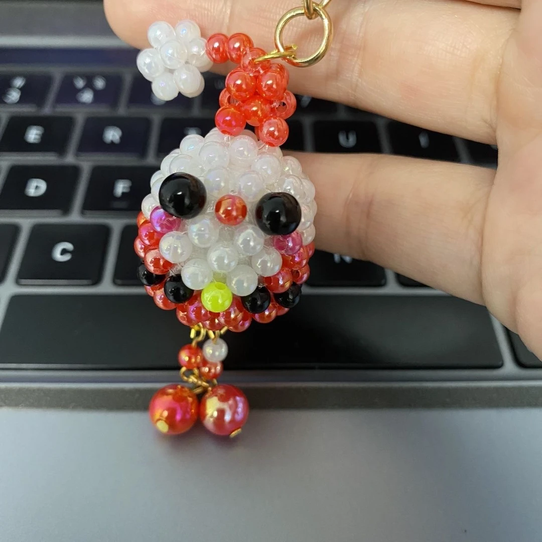 Q版圣诞老人钥匙包钥匙扣包挂件材料包串珠DIY饰品配件串珠挂件