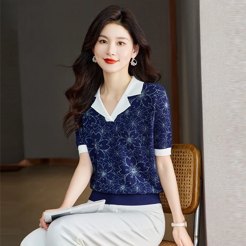 编号洋气百搭泡泡袖韩版半袖薄款娃娃领夏季时尚短袖