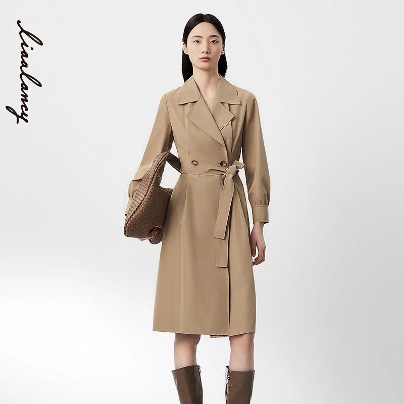 【雅丹风】LANCY/朗姿2024春季经典商务风衣英伦风长款高级感大衣女