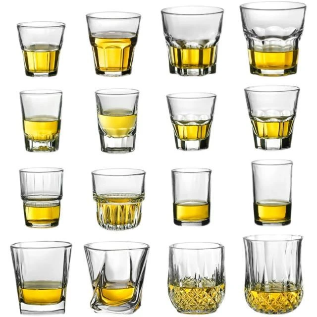 KTV钢化玻璃啤酒杯八角杯酒吧加厚威士忌餐厅易收纳可叠杯子 特价