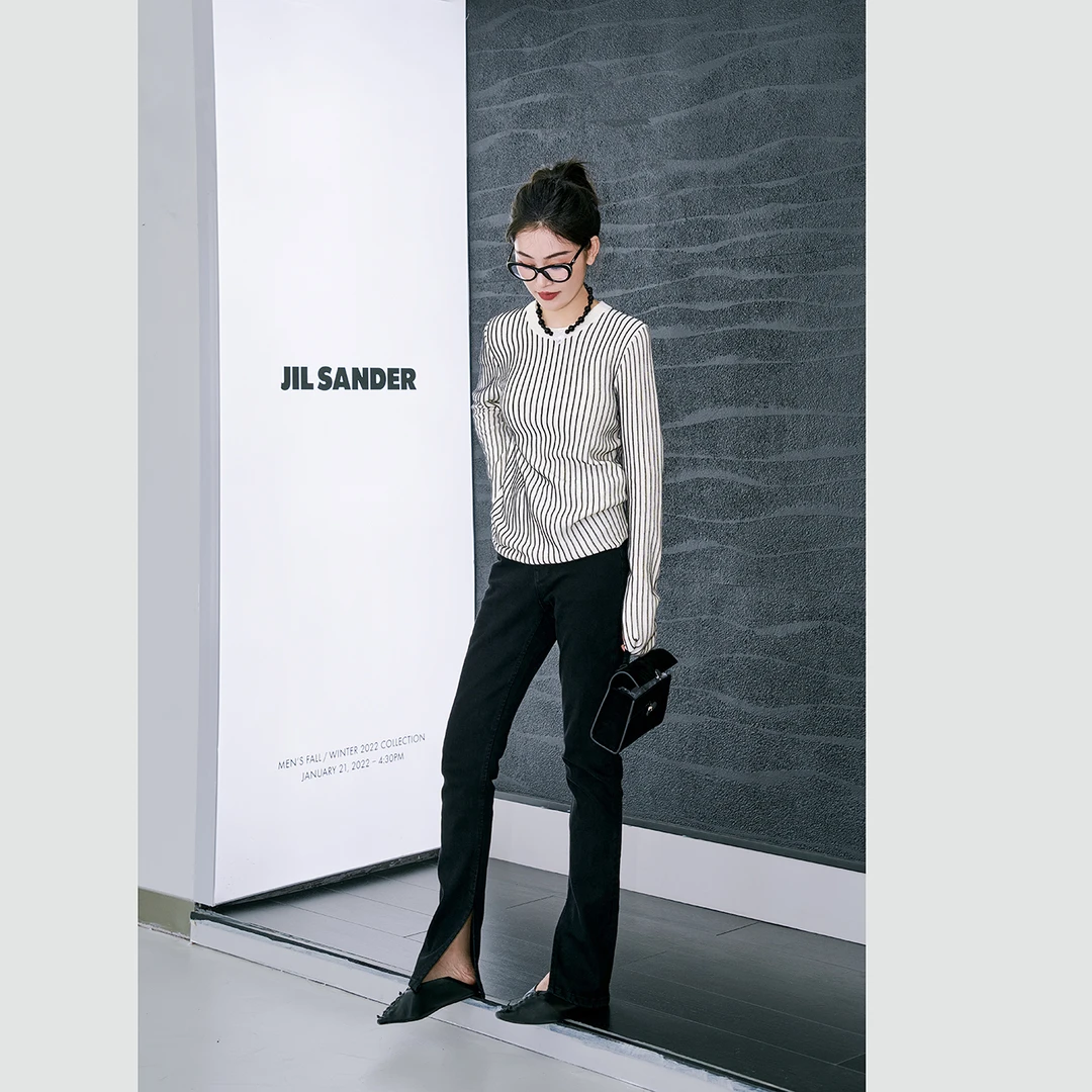 【FELOCCA】罗纹领条纹长袖毛衣   CC1549