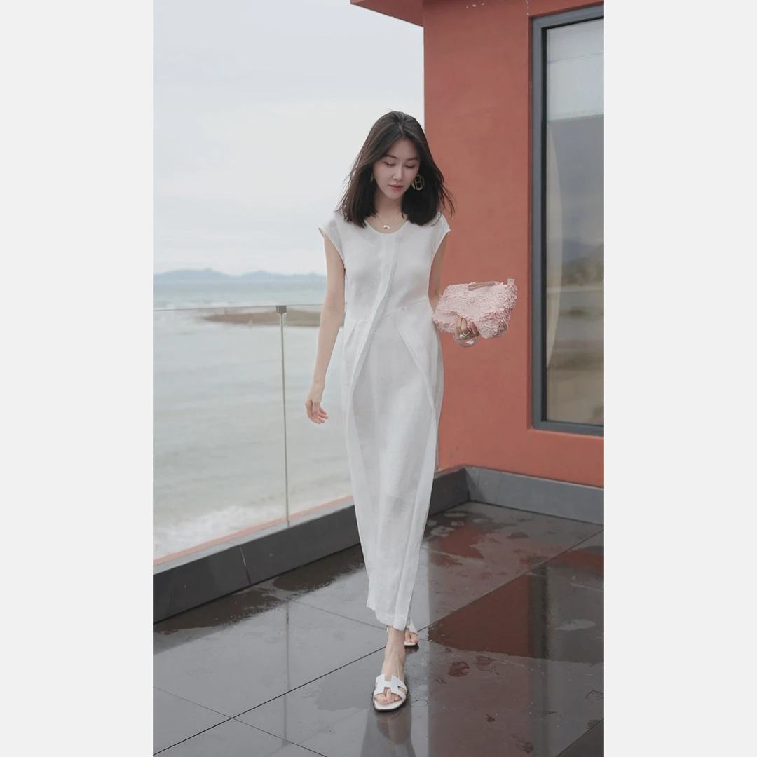 【FELOCCA】优雅气质温柔无袖U领连衣裙   CC2208