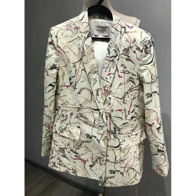 【FELOCCA】桑蚕丝薄款夏季涂鸦抽象印花西服  CC1262