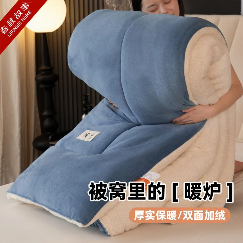 春秋故事羊羔绒被子2024新款冬季棉被芯宿舍单人冬被加厚保暖10斤