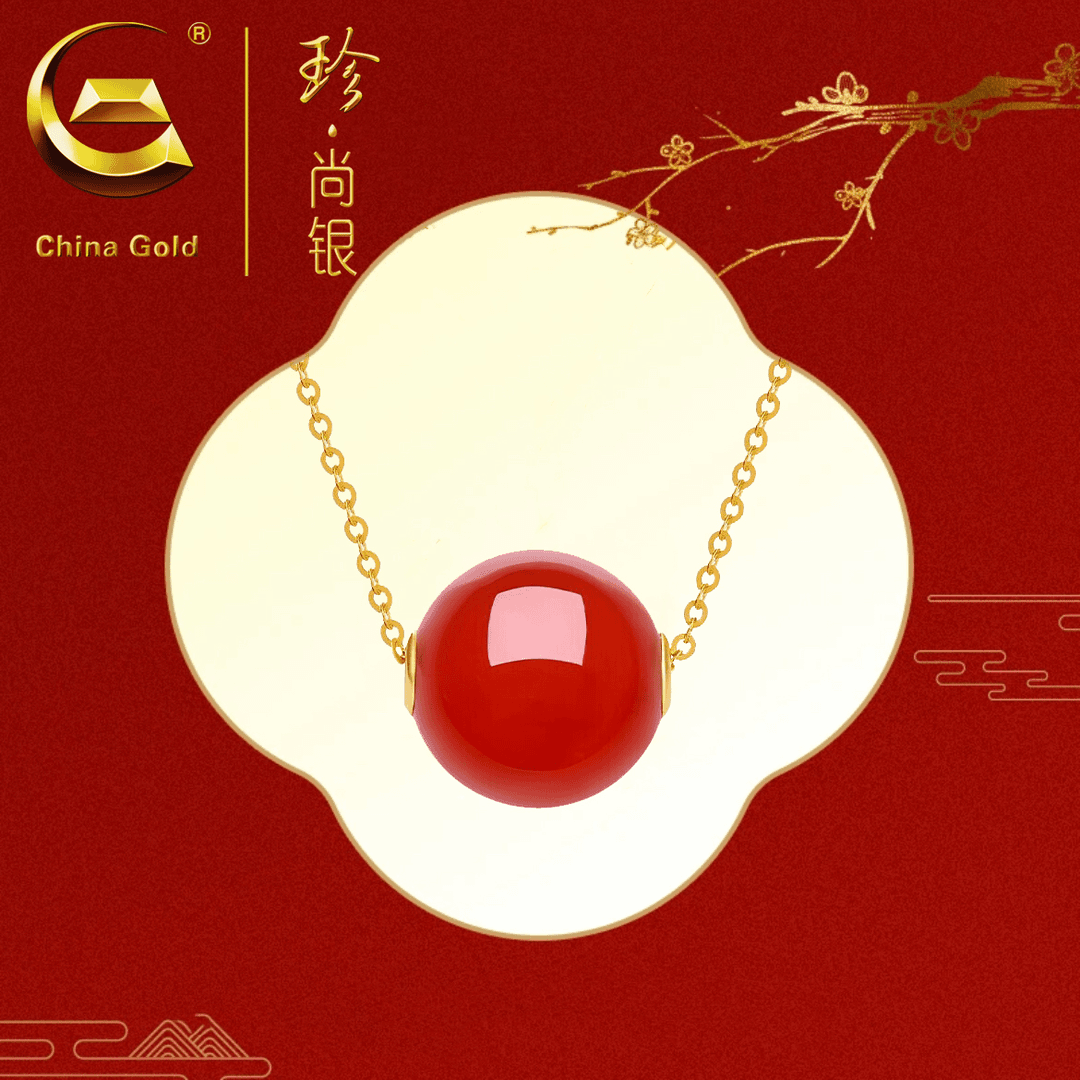 坠链均925银 中国黄金  2024新款鸿运豆项链鸿运当头红色豆豆项链